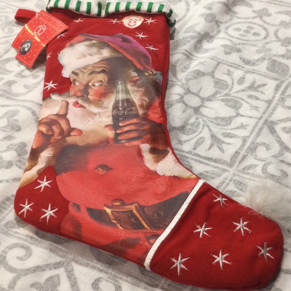 NWT🎄Coca-Cola fiber optic Christmas stocking vintage 2006. 75th anniversary